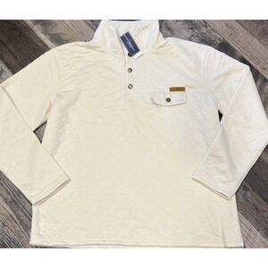 New Simply Southern Quilted T-Snap Pullover Jacket Beige Cream Mens‎ Size XL